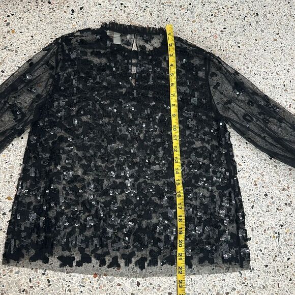 Chelsea & Violet black sheer high neck sequin blouse top small s - Picture 8 of 8